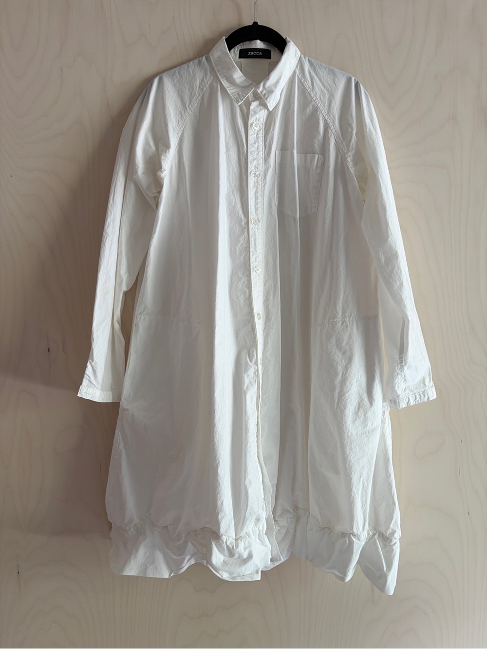 Zucca White Shirt Dress with Ruffled Hem
